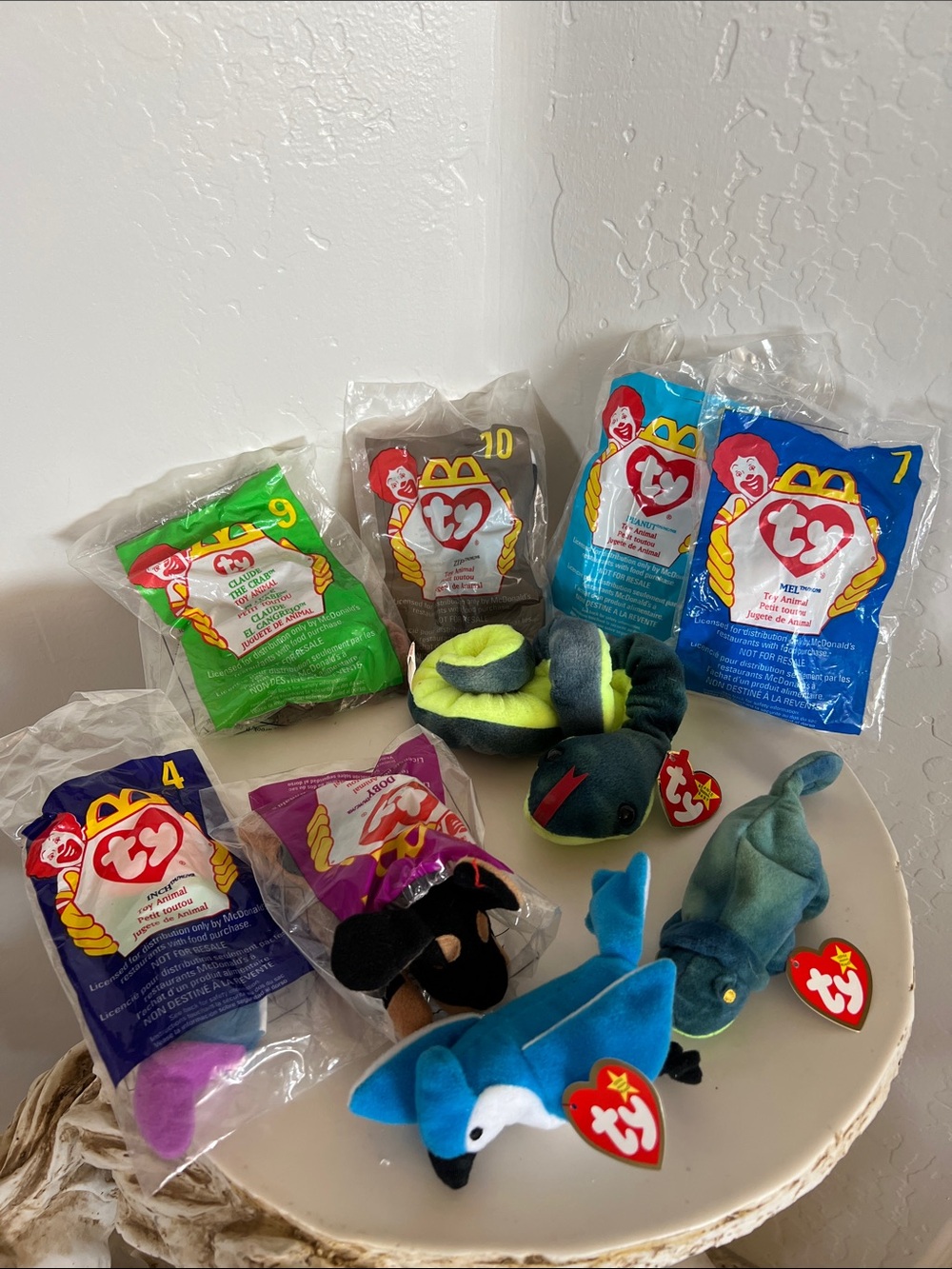 Ty Beanie Babies Mixed Color Plush Lot - Blue, Green, Teal, Black, Yellow- LOT 9